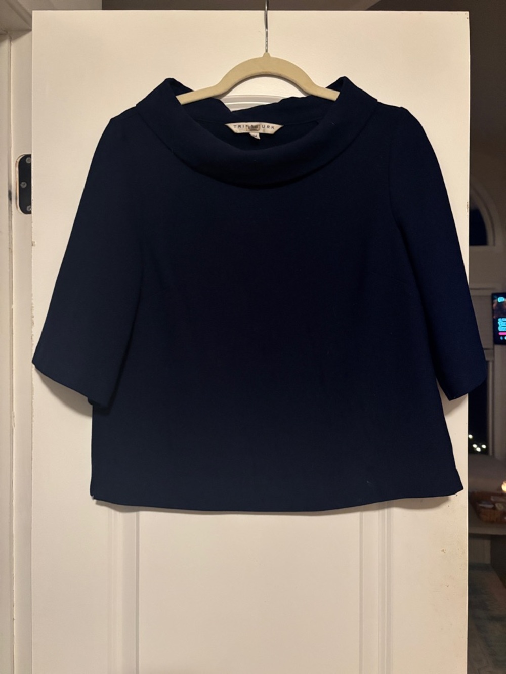 Trina Turk Navy Cowl Neck Blouse